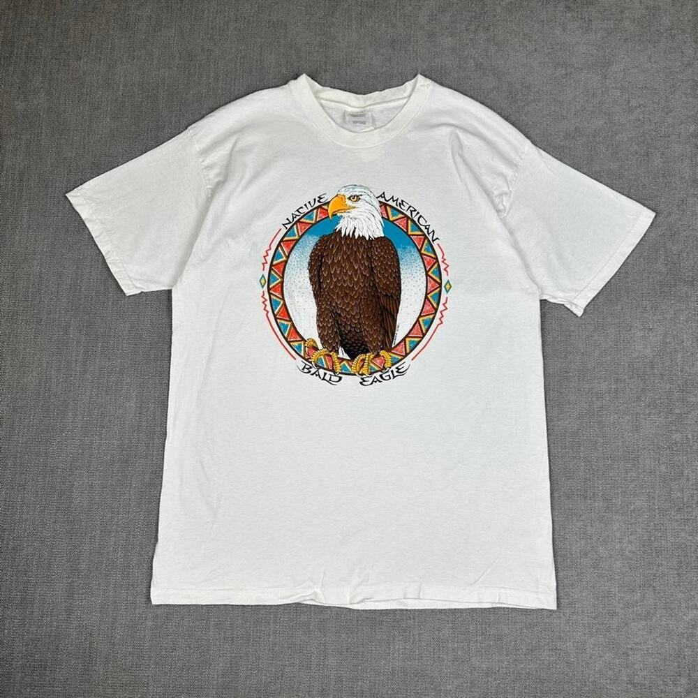 Vintage Native American Bald Eagle white T-shirt